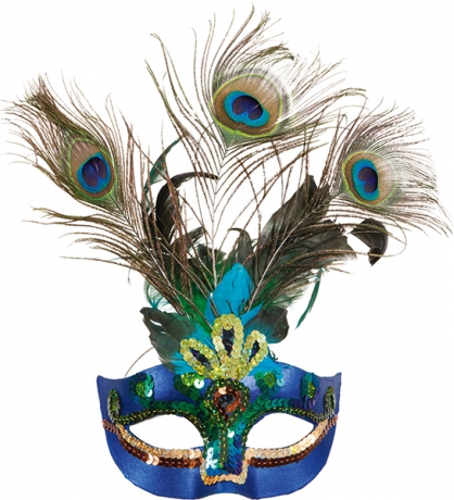 Paradiesvogel Pfau Maske Federmaske Vogelmaske Pfauenfeder Pfauenauge