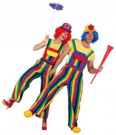 Clown Spassmacher gestreifte Clownhose Clownlatzhose Herren 46 - 60