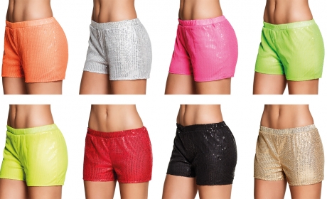 Hotpants Pailletten GoGo Show Tanz Revue kurze Hose viele Farben