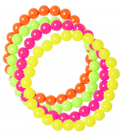 80er Jahre Neon Perlen Armband Schmuck Set 4 Farben neonfarben