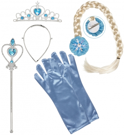 Set Prinzessin Fee Zubehör Frozen Diadem Zopf Handschuhe Prinzessinnenstab