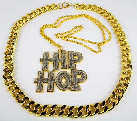 Proll Lude Macho Proleth Hip Hop Rapper Set - HipHop Kette und schwere Goldkette