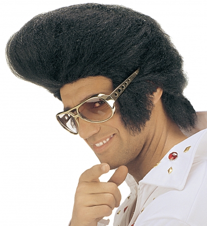 Perücke mit Tolle + Rockn Roll Brille King Popstar 60er 70er Jahre