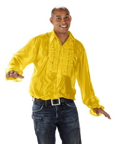 Rüschenhemd Partyhemd gelb 70er 80er Jahre Hemd Retrohemd Mottoparty