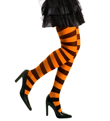 Hexe Hexenstrumpfhose Strumpfhose orange gestreift Halloween