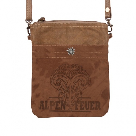 Trachtentasche Oktoberfest Tasche Alpen Feuer Vintage braun