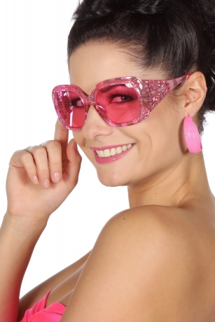 Partybrille pink 70er Jahre Brille Hippie Mottoparty