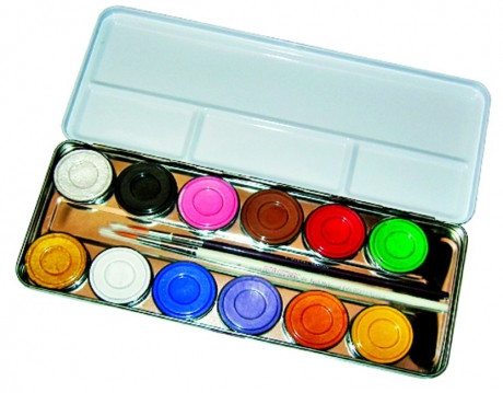 12 Farben Metall Palette Schminkfarben Faschingsfarben Karnevalszubehö