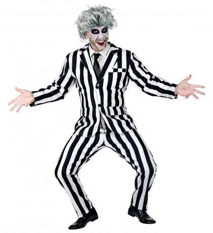 Lottergeist Halloweenkostüm Horrorclown Anzug gestreift Ghost