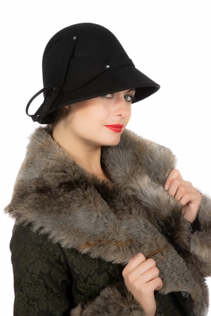 Mode 20er Jahre Hut Roaring Wollfilzhut schwarz oder beige