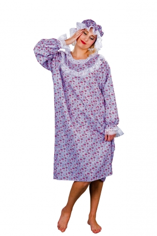 Nachthemd geblümt mit Nachthaube Pyjamaparty Junggesellenabschied