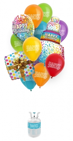 Helium Set komplett Happy Birthday Geburtstagsballons 18 Teile