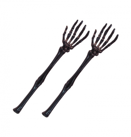 2 Skelett Knochenhände Skeletthände Halloween Friedhof Salatbesteck