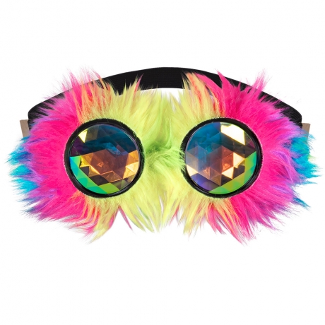 Partybrille Raver Regenbogen Plüschbrille Einhorn