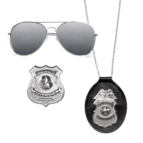 Polizei Polizei-Set Polizeibrille 3 teiliges Polizeizubehör