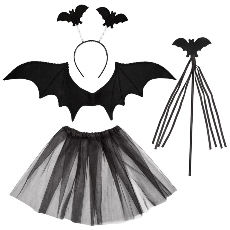 Fledermaus Set Fledermausflügel Tutu Haarreif und Stab Halloween