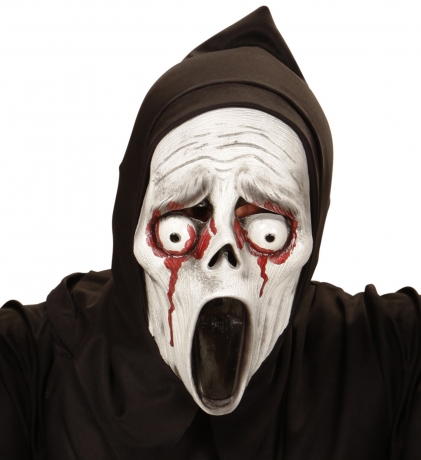 Halloweenmaske aus Latex schreiender Geist mit Kapuze Horrormaske