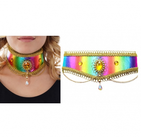 Festival Kleidung Crazy Choker Festival Outfit Schmuck Regenbogen