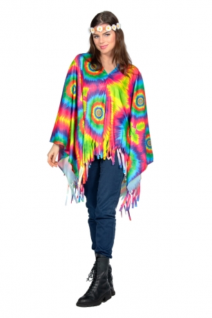 Hippie Hippiekleidung bunter Poncho Batic Festival Pride Umhang