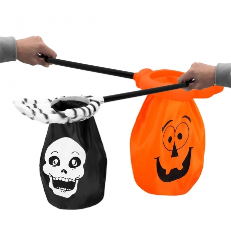 Süßes oder Saures Tasche Kürbis / Totenkopf  Halloween Sammeltasche