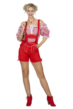 Bayernhose de luxe Damen Lederhose Oktoberfest Fasching rot 34