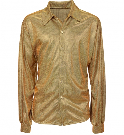 Mottoparty Disco Hemd 70er 80er Jahre goldenes holografisches Discohemd
