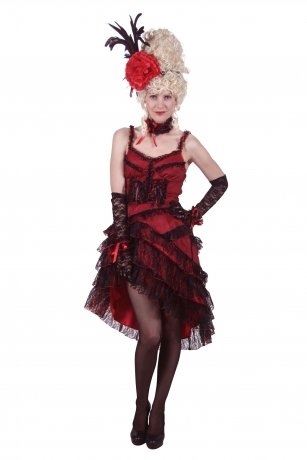 Saloongirl Westerngirl Cowgirl Western Cowboy CanCan rot-schwarz