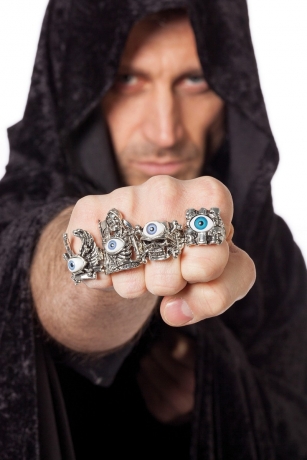 Herren Ringe Rocker Heavy Metal Augenring Punk Totenkopf