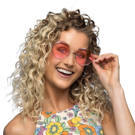 Partybrille Hippie XL Mottoparty Lennonbrille Nickelbrille runde Gläser