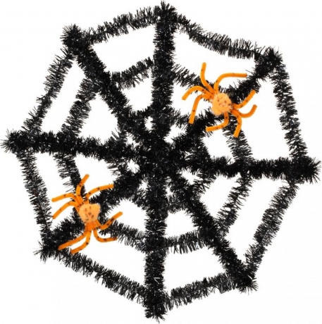 3x im Set Halloweendekoration Spinnennetz mit Spinnen