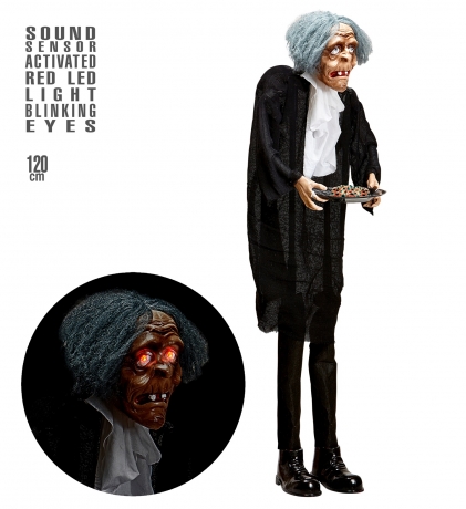 Halloweenfigur Horror Butler mit Tablett 120cm Halloweendekoration