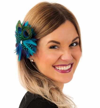 Pfau Haarklammer Federschmuck mit Haarclip Vogel