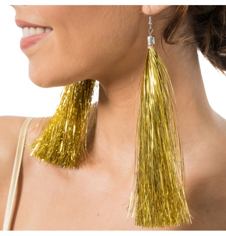 Ohrringe silber gold pink Lametta Festival Party auffallende Ohrringe