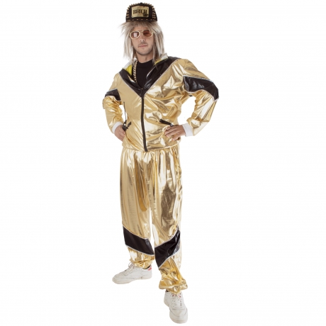 Jogginganzug gold Trainingsanzug Proll Rapper Festival 80er 90er Jahre