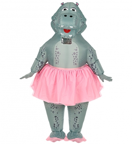Aufblasbares Partykostüm Nilpferd Hippo Ballerina Festival