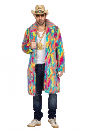 Plüschmantel bunt Pelzmantel Kunstpelz Proll Festival Reality Pride