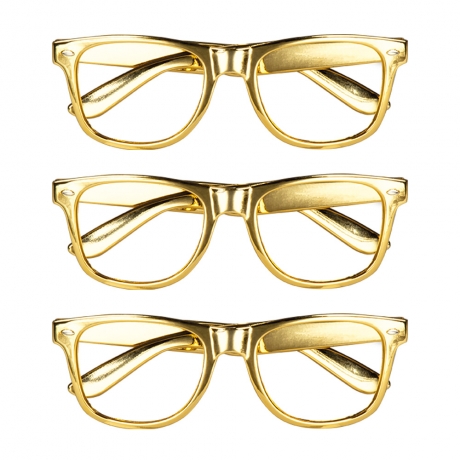 3x Partybrille gold Mottoparty Festival Spaßbrille