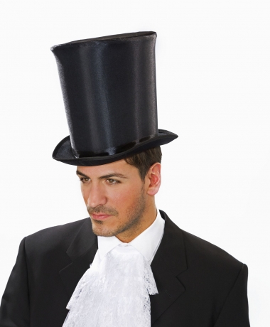 Hoher Zylinder schwarz mit Satinüberzug High Top Hat