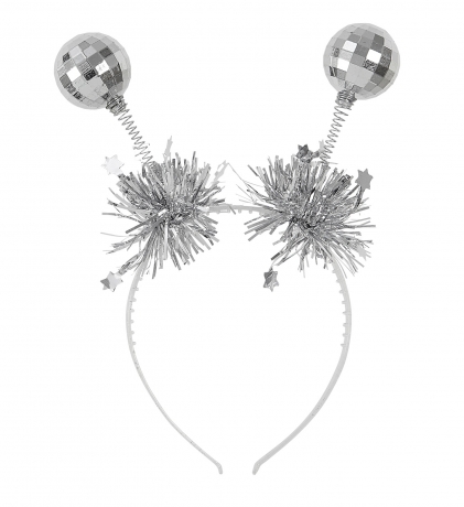 Alien Außerirdischer Glitterhaarreif Discokugel silber Galaxia