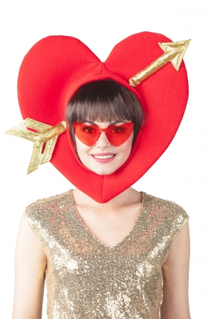 Valentinstag Liebesbotschaft Herzhut rote Brille im Set Liebespfeil Amor