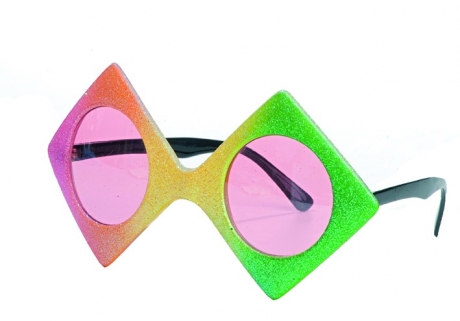 Brille Regenbogen Disco Viereck Faschingsbrille Accessoires Zubehör Pa
