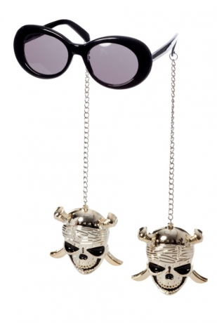 Brille mit Ohrringen Totenkopf Halloween Accessoires Party Zubehör