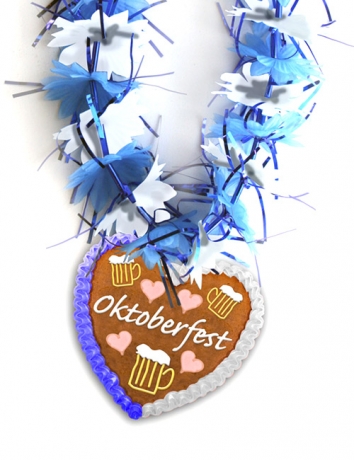 Oktoberfest Blütenkette blau weiß mit Lebkuchen Wiesn