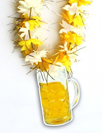 Blütenkette Bier gelb weiß Oktoberfest Partyspass