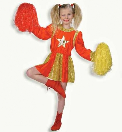 Cheerleader Kostüm Kinder mit Pompons Karneval Fasching Gr.116
