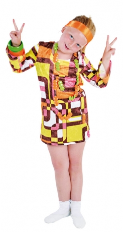 Kleid Retro Partykleid Hippiekleid Mädchenkostüm Verkleidung 70er Jahr