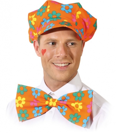 Mütze mit Schleife orange Herren Clown Fasching Karneval Mottopa