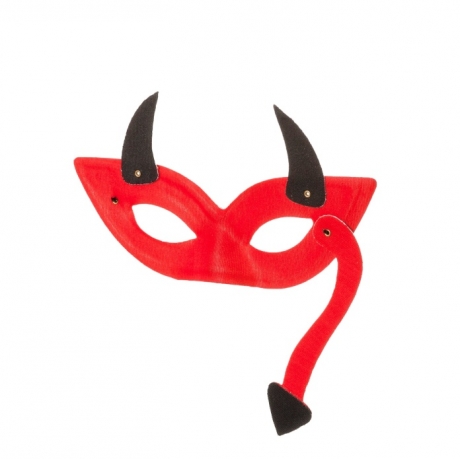 Maske Teufel mit Schwanz Maskenball Halloween Kostümfest Accessoires