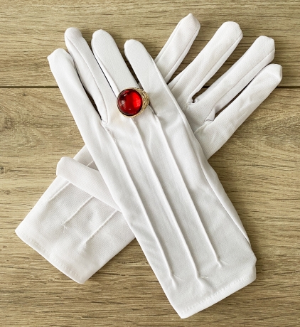 3 teiliges  Handschuh Schmuck-Set Nikolaus Weihnachtsmann Bischofkostüm