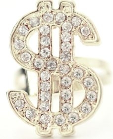 Diamant Dollar Ring de luxe Proll Fasching Karneval
